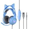 SY-G25 Wired Headphone Sensitive Noise Reduction Detachable Cat Ears 3.5mm USB Omnidirectional Gaming Headset for Laptop