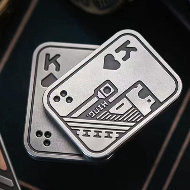 KK AA Fidget Slider Metal Skull Push Slider Stress Relief Toy Anti Stress EDC Top Spinning Poker Toys Adults Gifts