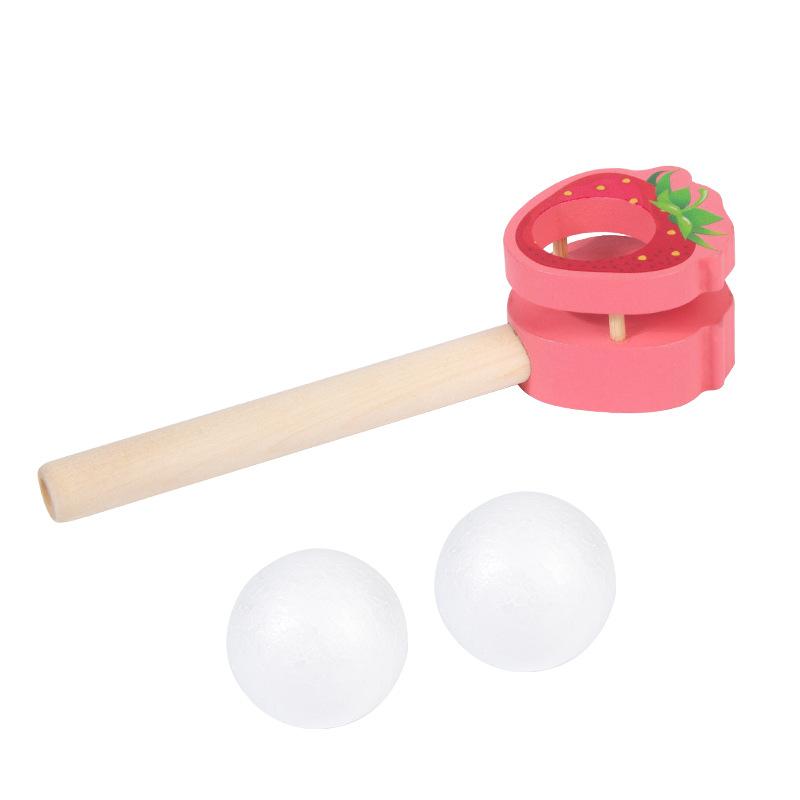

Wooden Cartoon Suspension Ball Blower – Early Learning Toy for Kids to Develop Lung Capacity and Parent-Child Interaction суничний