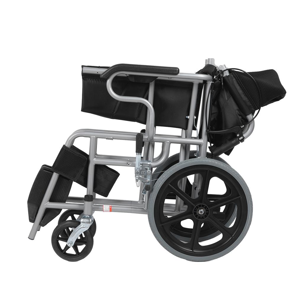 Folding Wheelchair Portable Breathable Cushion Senior Lightweight Wheelchair with Brake for Indoor Outdoor Hospital Home