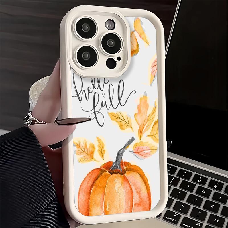 Phone Case for iPhone 17 Air 16E 15 16 Pro Max Pumpkin Happy Fall Autumn Cover 14 Plus 13 12 Mini Soft Shell Silicone Fundas