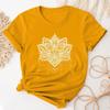 Plus Size Casual T-shirt, Women's Plus Mandala Print Short Sleeve Round Neck Slight Stretch T-shirt