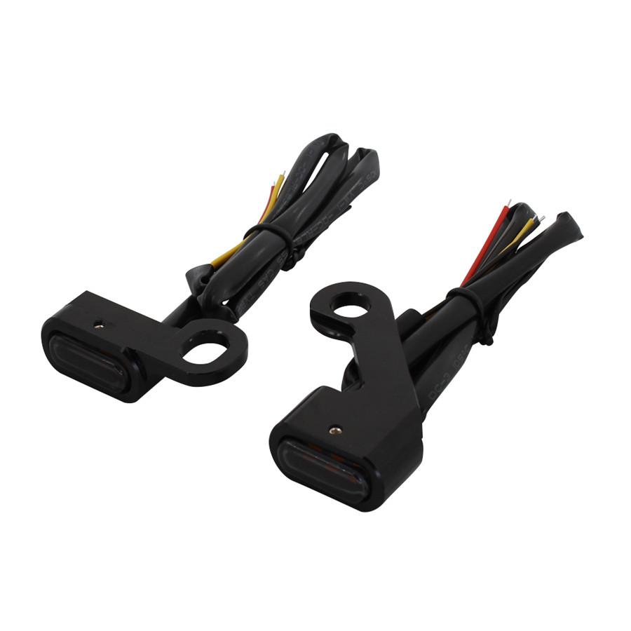2X Motorcycle Amber LED Mini Turn Signal Indicator Running Light Lamp Full BLACK