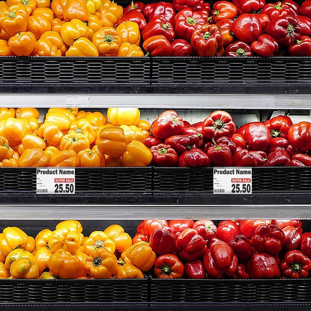 EXCEART 60-Piece Set of PVC Price Tag Holders with Label Clips, 2.4" x 1.7" x 0.8" Small Sign Stands for Stores, Pop-Up Advertising