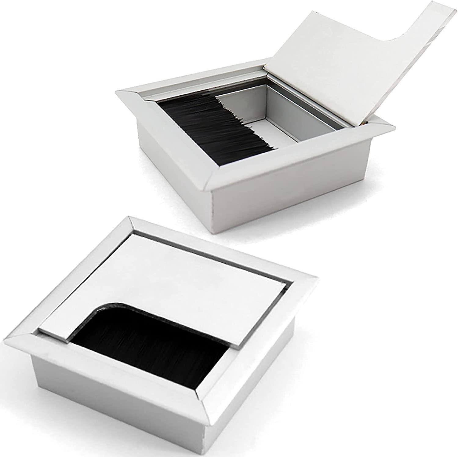 

Cable Management Trays Cable Management Desk Cable Management Desk with Brush Seal - 2 Pack 80 x 80mm Aluminum Alloy Boxes for Desks/Desks/Worktops