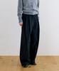 NOTIA Lux Wool Wide Fit Two Tuck Slacks - Black
