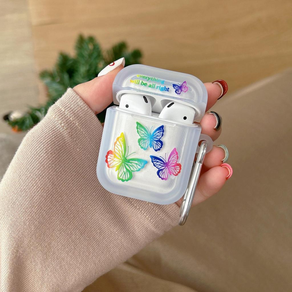 Blue Butterfly Protective Case for AirPods Pro 2nd Gen, Color Square TPU Design, Compatible with Apple Earphones