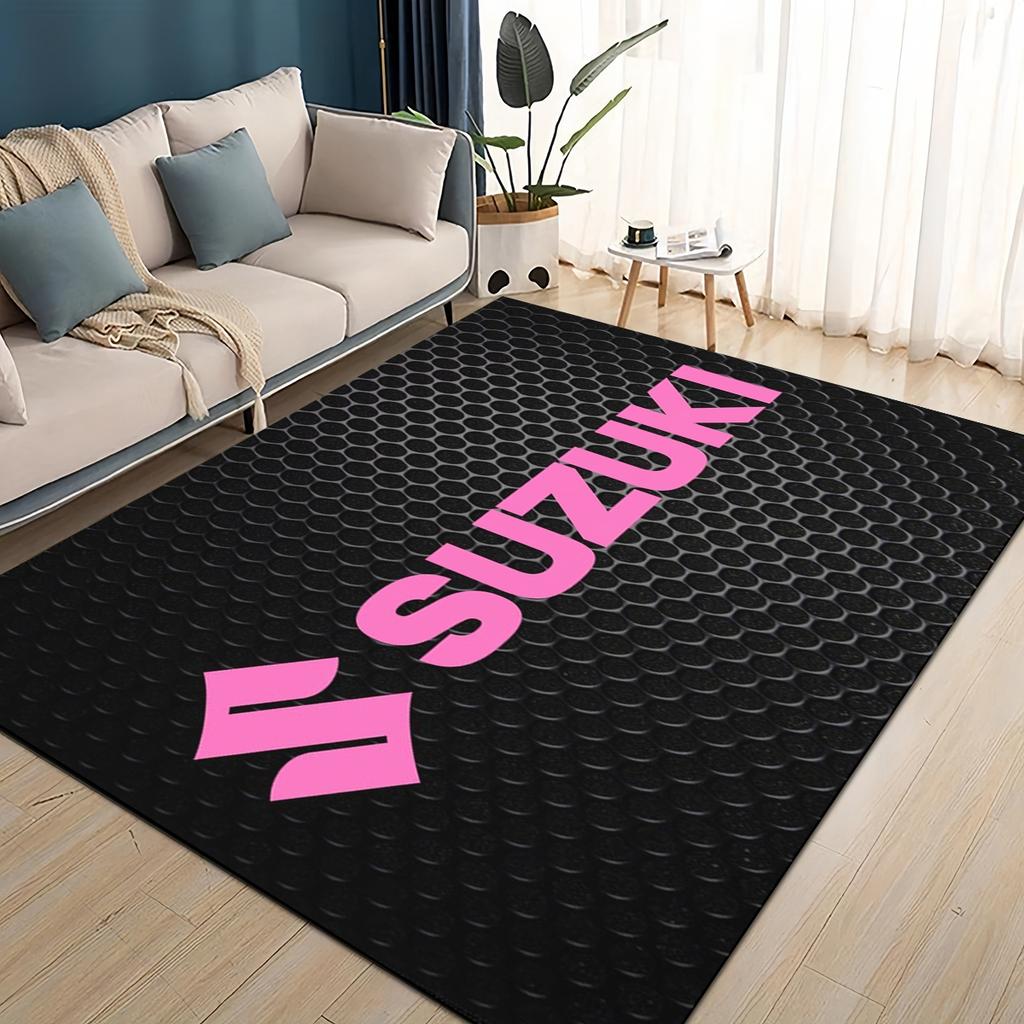 3D Racing Car S-SUZUKI Logo Motorcycle Carpet Rug for Living Room Bedroom Home Sofa Decoration,Kids play Non-slip Floor Mat