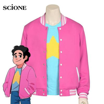 2 τμχ Σετ Halloween Party Boy Universe Steven Universe Quartz Anime Jacket Παλτό Μπλε μπλουζάκι Ροζ παλτό Cosplay κοστούμι