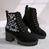 New Women's Shoes: Height-increasing Round-toed Chunk-heeled Boots and Thick-soled High-heeled Ankle Boots