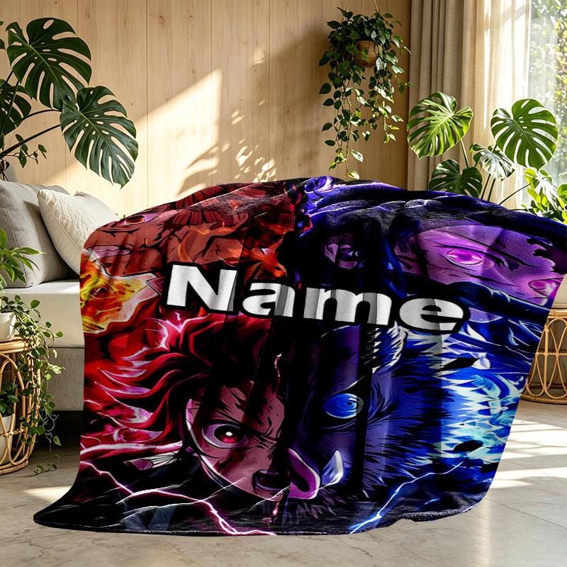 Individuelle Personalisierte Demon Slayer Druckdecke, Heimdekoration, Schlafzimmer, Sofa, Camping, Couch, Geschenke für Geburtstag Weihnachten