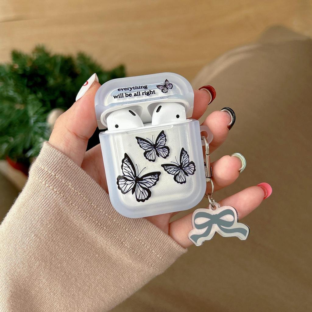 Blue Butterfly Protective Case for AirPods Pro 2nd Gen, Color Square TPU Design, Compatible with Apple Earphones