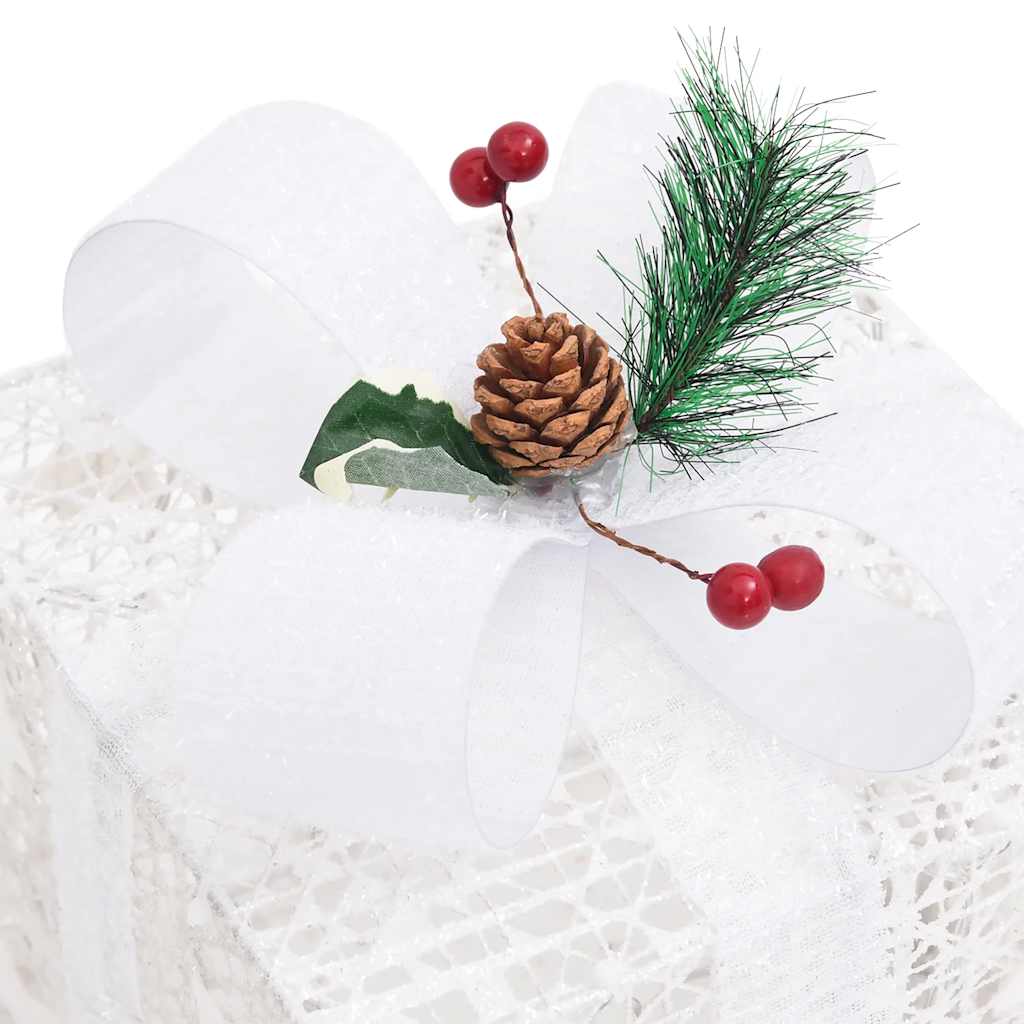 Gift Box Decoration Set 3 Pcs White for Indoor & Outdoor Use