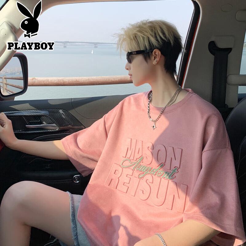 

PLAYBOY Men s Loose Fit Drop Shoulder Short Sleeve T-Shirt 2XL