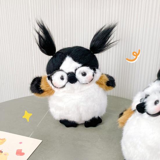 Funny Bird Plush Toy Cute Fat Parrot Sparrow with Glasses & Hair Mini Palm-sized Stuffed Animal for Stress Relief Desk Decor And Gift