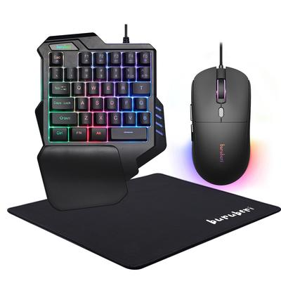 Buruberi Gaming-Tastatur und Maus Set mit Tastatur für Ideal für Anfänger Set, 3-teilig Einhand-Fortnite,