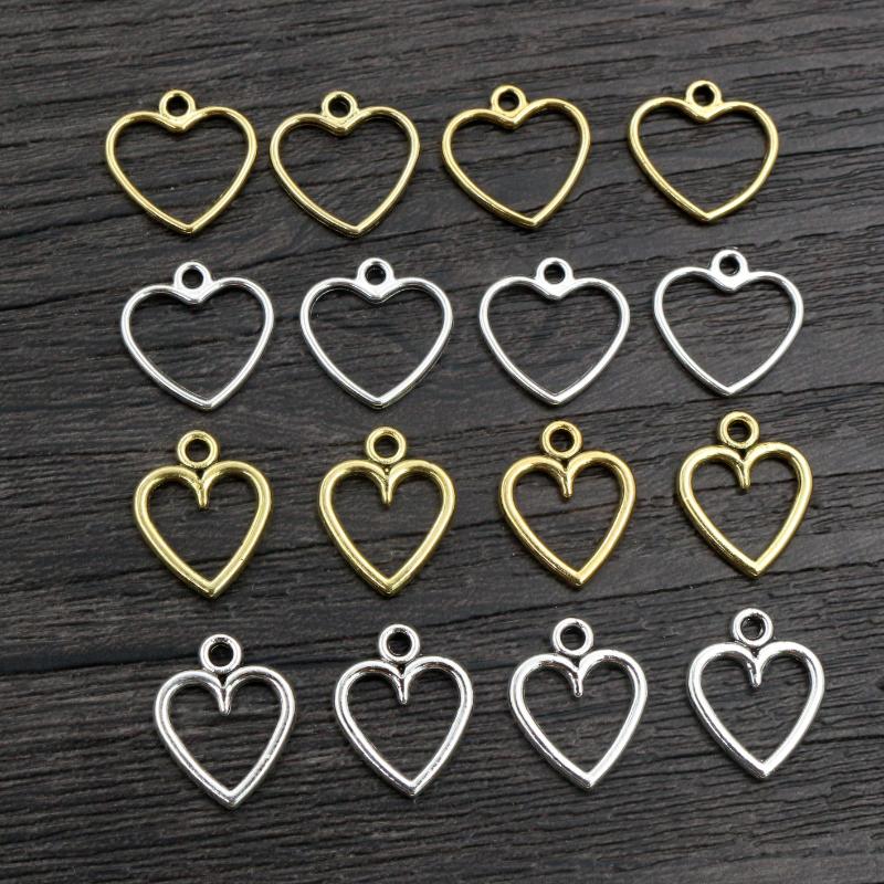 100PCS Picture Color Hollow Hearts Charms Geometry Pendant Metal Alloy DIY Necklace Bracelet Earrings Marking