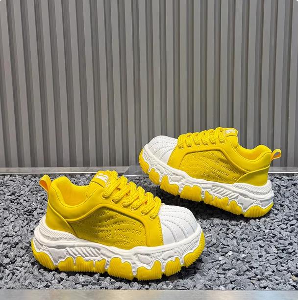 Winter new low-top dad shoes heightened cm lace-up casual BJD 38 жёлтый