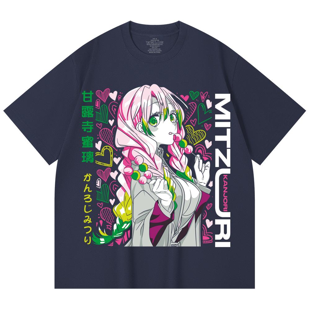 230 g/m² 100% Baumwolle Demon Slayer V102 Mitsuri Druck Unisex Schweres Baumwoll-T-Shirt