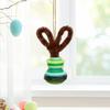 Button Easter Bunny Craft Button Bunny with Twisting Stick Hanging Ornament Kit DIY Ears for Easters