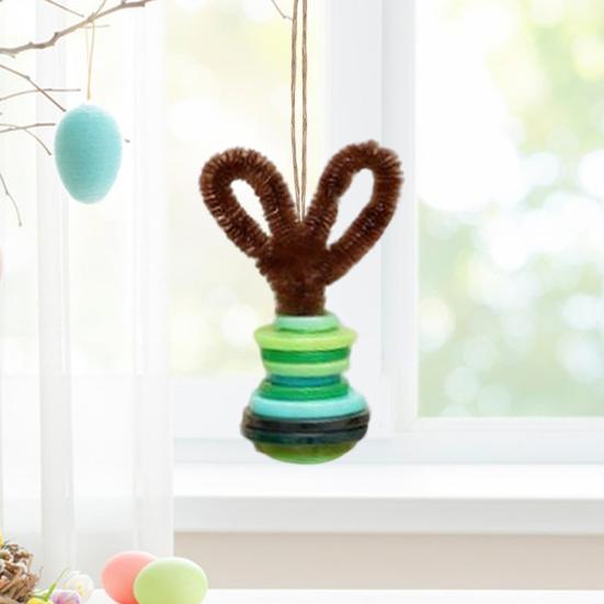 Button Easter Bunny Craft Button Bunny with Twisting Stick Hanging Ornament Kit DIY Ears for Easters