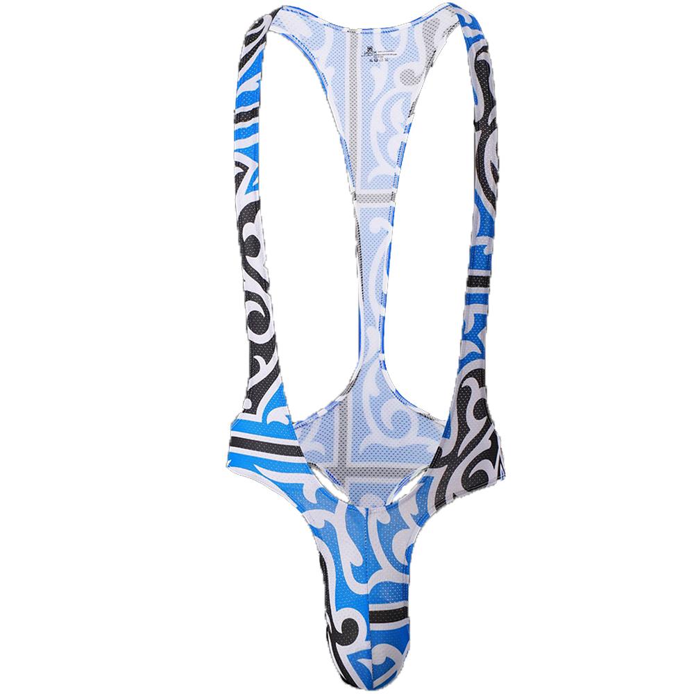 Gay Male Printed Bodysuits Body Shapers Men's Sexy Thongs Print Wrestling Singlet Leotards Sissy Men's Jockstrap Slips Jumpsuits