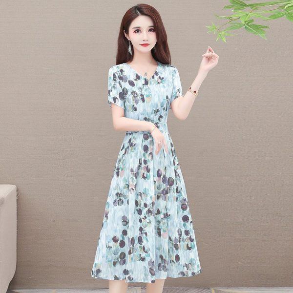 Floral dress summer new large size wide too loose and thin short-sleeved skirt temperament