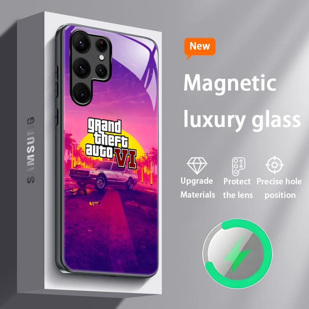 G-GTA6 R Star Game Hot Phone Case For Samsung S25 S24 S23 S22 S21 S20 Plus Ultra Note20 Glass Magnetic Case