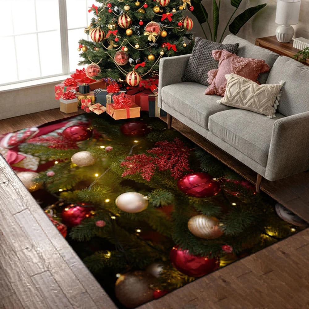 Rote 3D Frohe Weihnachten Dekoration Eingangsteppich Wohnzimmer Couchtisch Decke Weihnachtsmann Schneeflocke Matte Schlafzimmer Teppiche Fußmatten