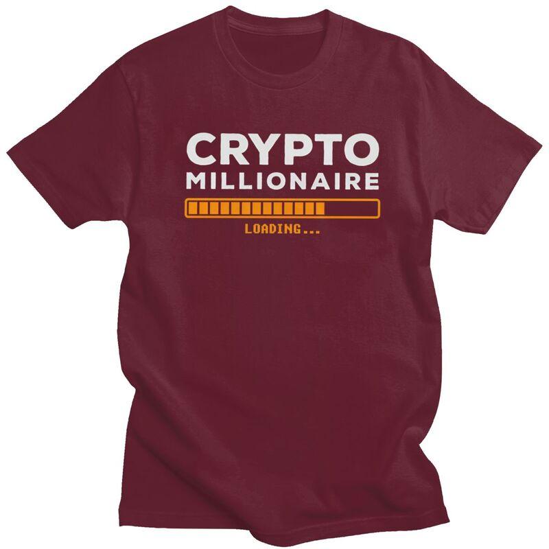 Crypto Millionaire Loading Tshirts for Men Short Sleeves T Shirt Fashion Bitcoin Tshirt 100 Cotton Tee Valentines Day Gift