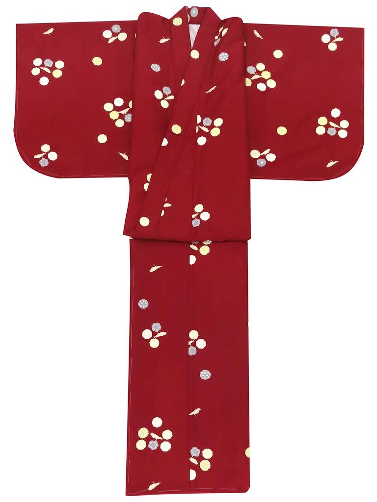 Muromachi Kimono for size small washable kimono with undergarment [Kyoto st. ] children, girls, 140, pattern, undershirt, junior, "Enji, Kotori"