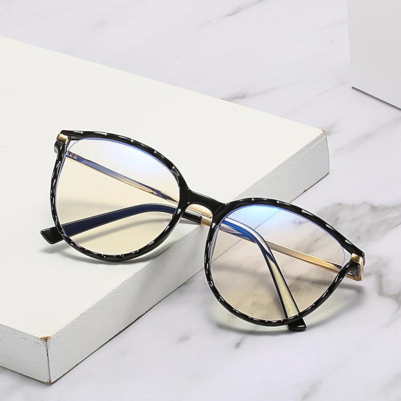 Tr90 Anti-Blue Glasses Retro Round Frame Trendy Metal Legs Men And Women Can Match Myopia Glasses