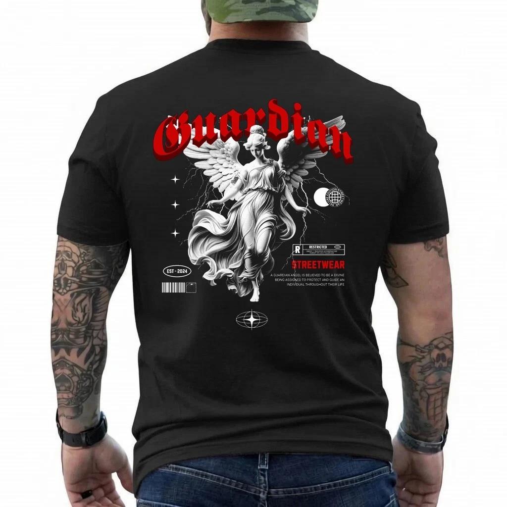 Guardian Angel Streetwear T-Shirt Gothic Statue Graphic Tee Urban Unisex 2XL