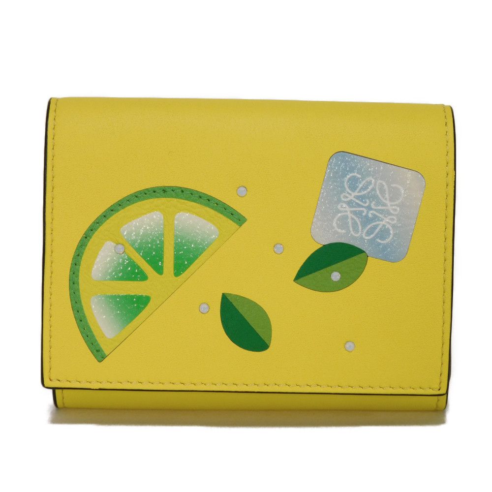 Used 12695 Cocktail Trifold Wallet C643TR2X13 7942 Anagram Lemon Stone Orange Paula's Ibiza Yellow Women's from Japan