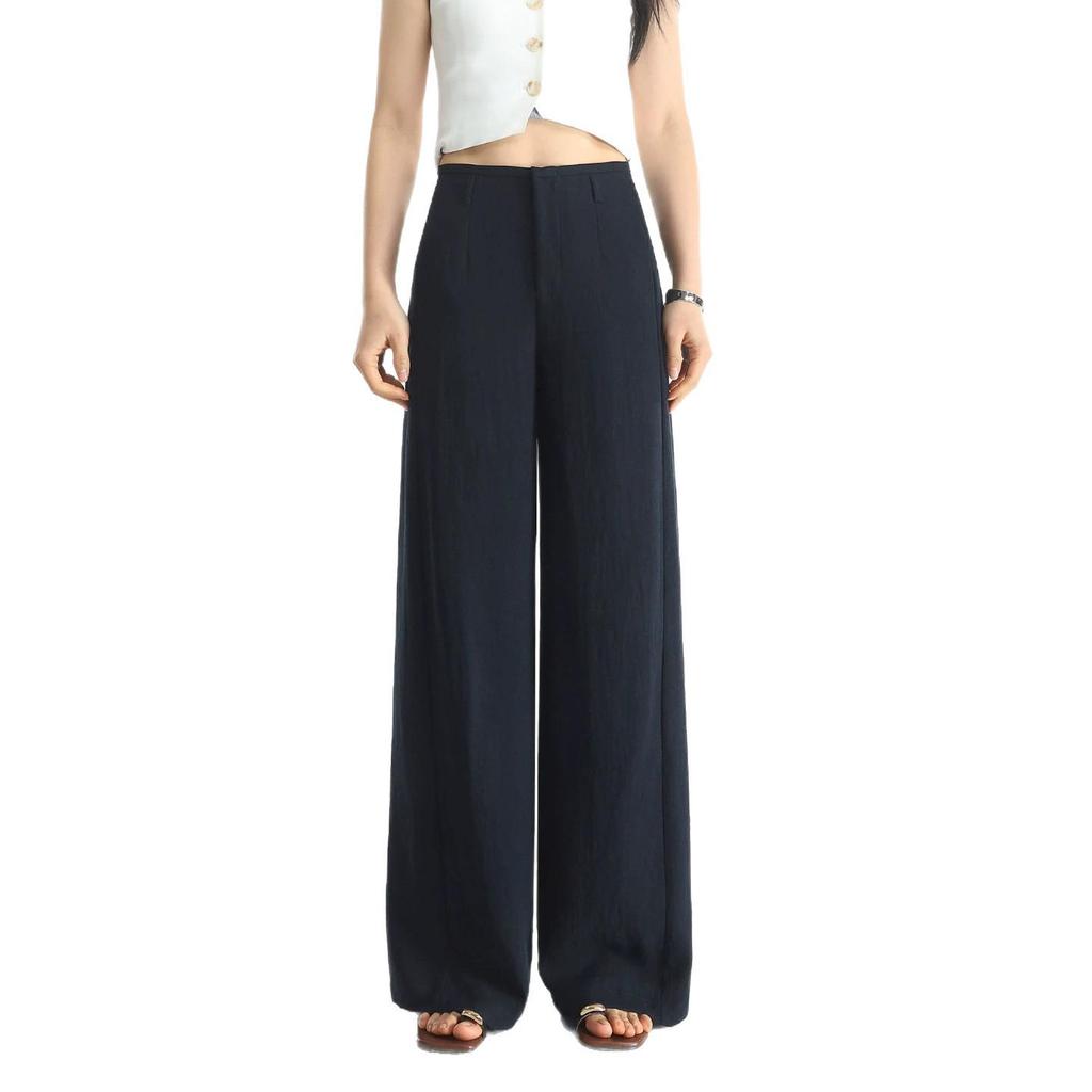 Petite Women's White Linen Wide-Leg Pants - Summer 2026, Lightweight, Wrinkle-Resistant, Extra Long, Casual Fit