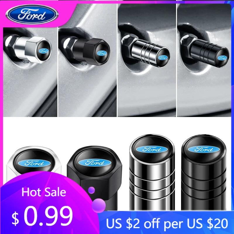 Car Sticker 4pcs Car Wheel Air Valve Stem Cover Caps For Ford Focus Fiesta Ranger Mondeo Escort Falcon Flex S-MAX Kuga Mustang A