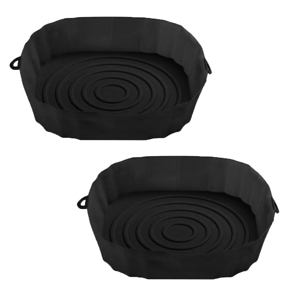 

4 шт., силиконовая корзина для фритюрницы, форма для духовки, противень для выпечки, корзина для пиццы, жареной курицы, многоразовые аксессуары для вкладышей в сковороду 2pcs чёрный