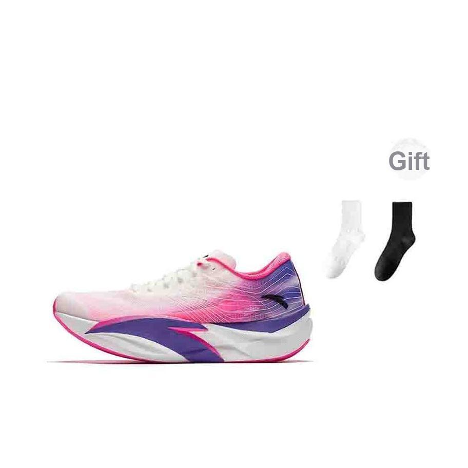 New Anta C202 6.0 Cushioned Slip-Resistant Abrasion-Resistant Low-Top Carbon Plate Running Shoes Men's White Red Purple 112445570-11