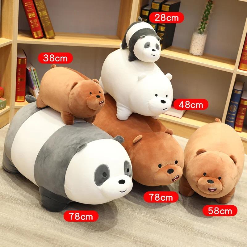 We Bare Bears Plüschtiere: Ultraweiche Riesenbär Kuschelkissen | Niedliche Eisbär/Braunbär/Pandabär Kuschelpuppen | 28-48cm Flauschiges Sofa