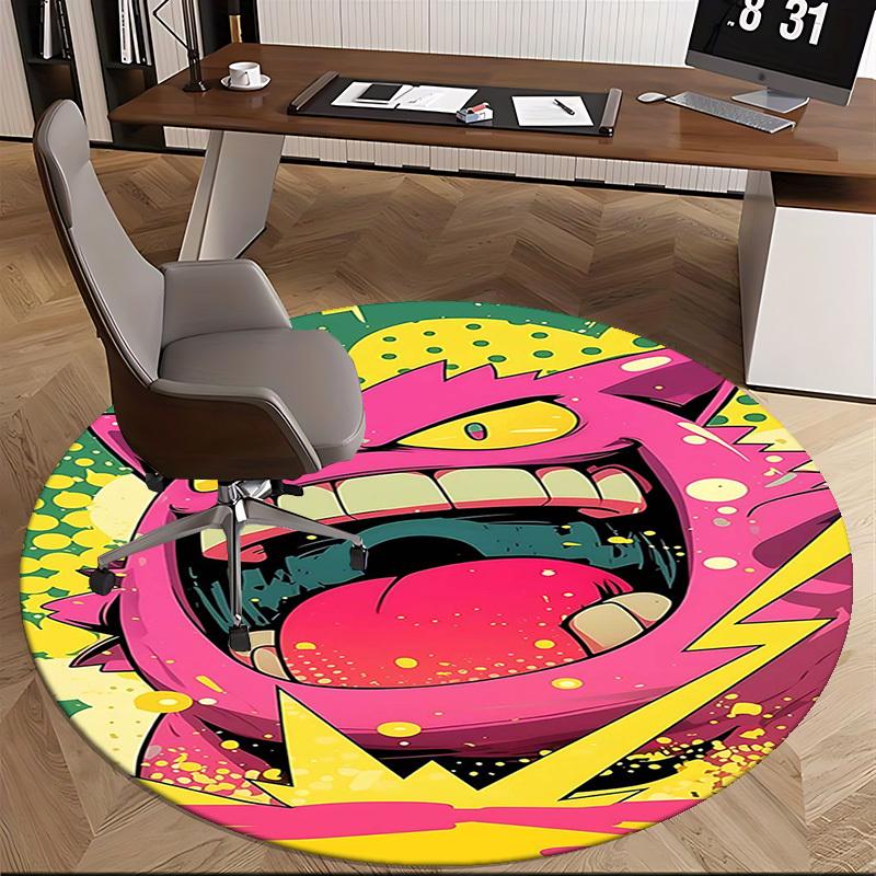 1pc Anime Monster Round Carpet - Office Chair Mat, Non-Slip Rug for Home Decor, Living Room, Bedroom, Game Room