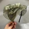 Women Headband Thin Bowknot Mesh Yarn Decor Lightweight Hairband Bright Colors Wide