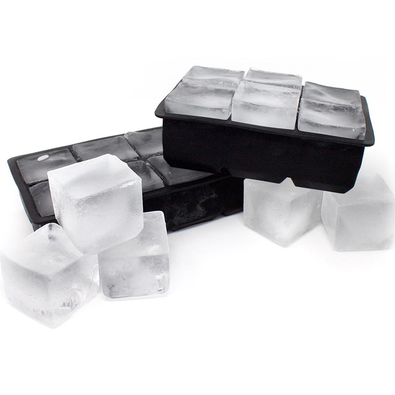 1Pcs Ice Cube Trays Large Size Flexible 6 Cavity Ice Cube Square Molds with Lid for Whiskey and Cocktails Keep Drinks Chilled