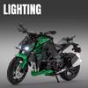 1:12 Kawasaki Z1000 Zx-6r Legierung Motorradmodell Diecast Spielzeugauto Vorderradlenkung Sound Licht Fahrzeug Kinder Weihnachtsgeschenke