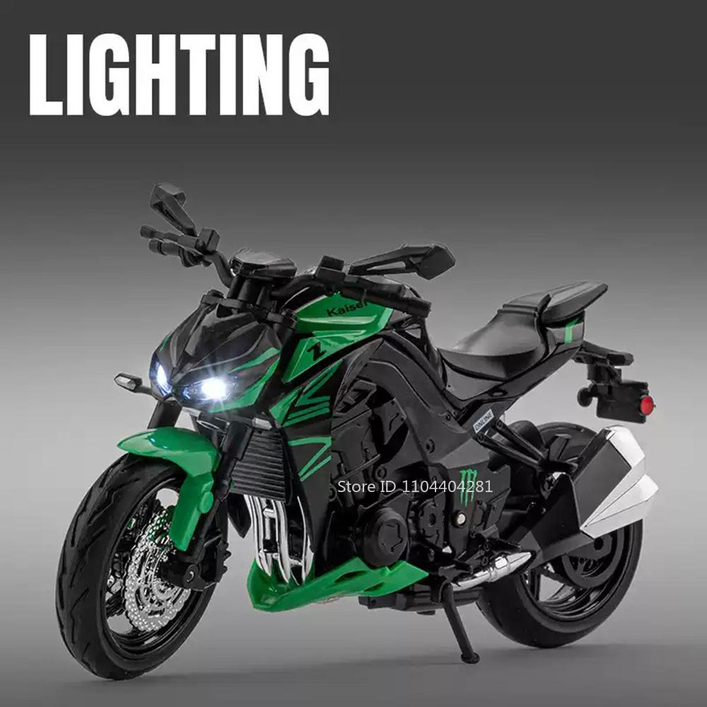1:12 Kawasaki Z1000 Zx-6r Legierung Motorradmodell Diecast Spielzeugauto Vorderradlenkung Sound Licht Fahrzeug Kinder Weihnachtsgeschenke