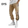Men Pants with Multi Pockets Drawstring Elastic Waist Wide Leg Loose Cargo Pants Daily Solid Color Sweatpants for Outdoor Hiking Camping