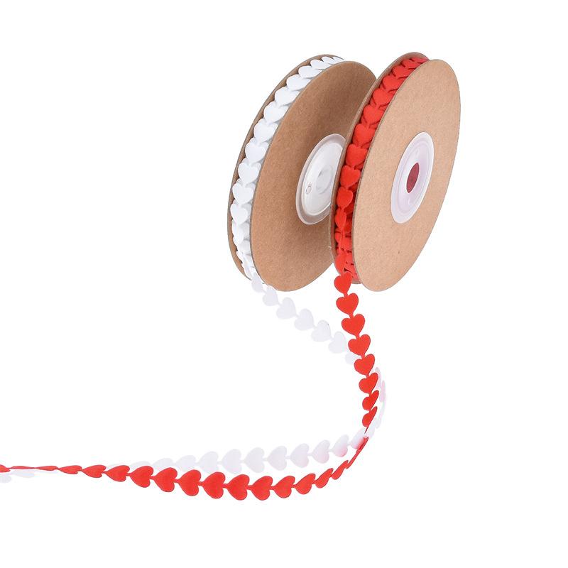 8mm/5m Roll Classic Wave Love Ribbon Bouquet Strap, Bouquet Decorative Ribbon Peach Heart Ribbon Small Roll Set