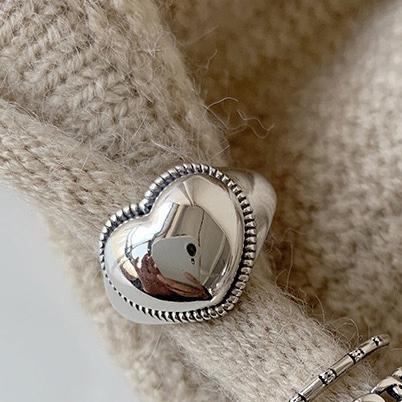 South Korea East Gate love Chain Silver Ring Female Index Finger Fashion Personality Versatile Retro INS Ring Resizable&ring
