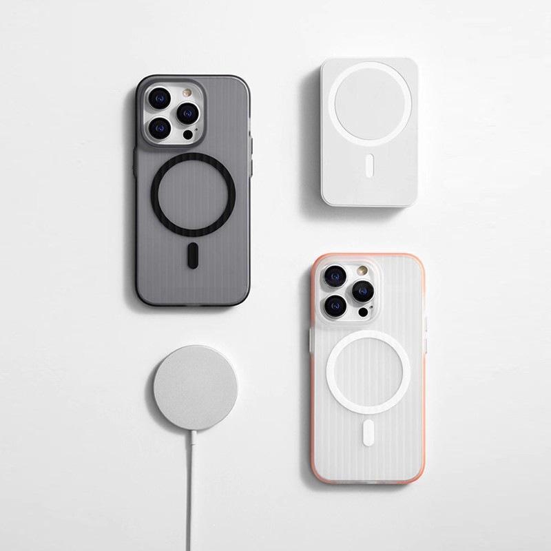 Corrugated Non-Slip Magnetic Case: Semi-Transparent Frosted Protective Cover for iPhone 17, iPhone 16.
