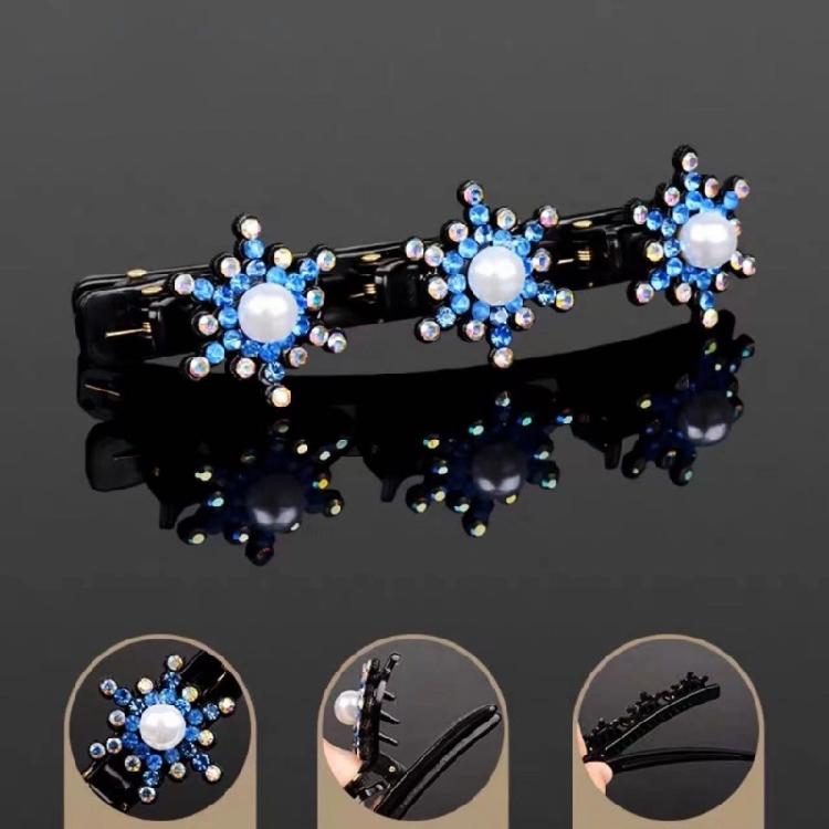 5x Sparkling Crystal Stone Braided Hair Clips Tooth-Shaped Non-Slip Bang Hairpin
