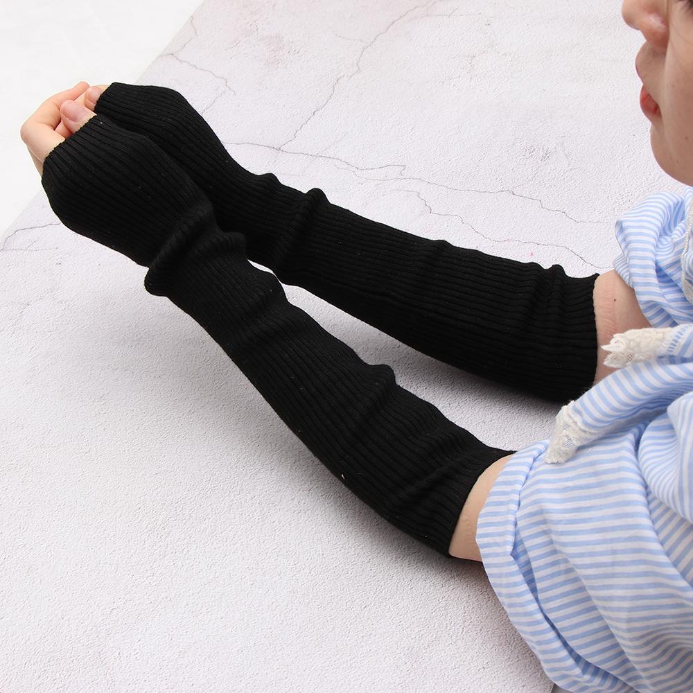 Women Winter Arm Warmers False Sleeves Long Gloves Cashmere Blend Knitted Arm Sleeve Mittens